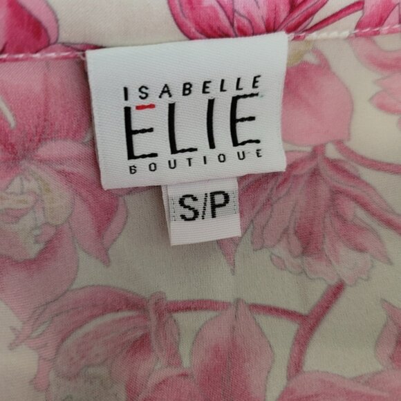 Isabelle elie boutique silk floral pink and white loose fit blouse - size small - Picture 3 of 6